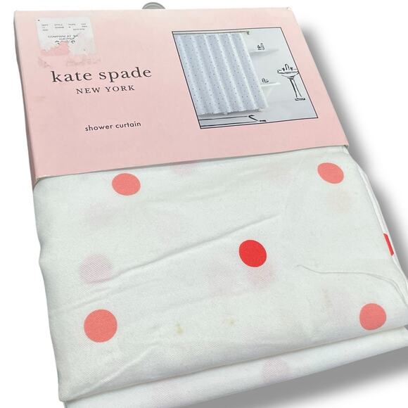 Kate Spade New York Fabric Shower Curtain Pink Yellow Dot 72x72 Modern Bathroom - Picture 3 of 13